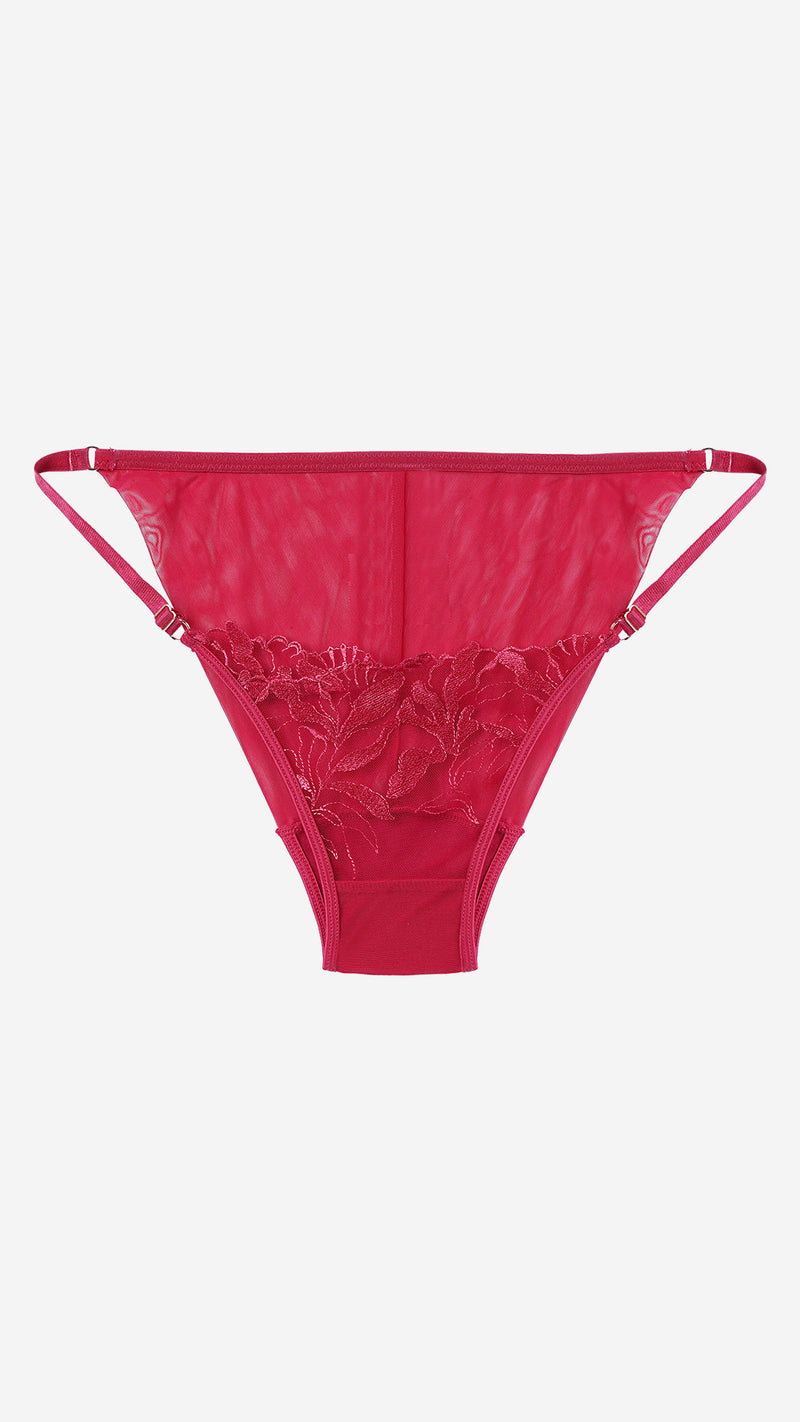 Red Floral Lace Sheer Thong