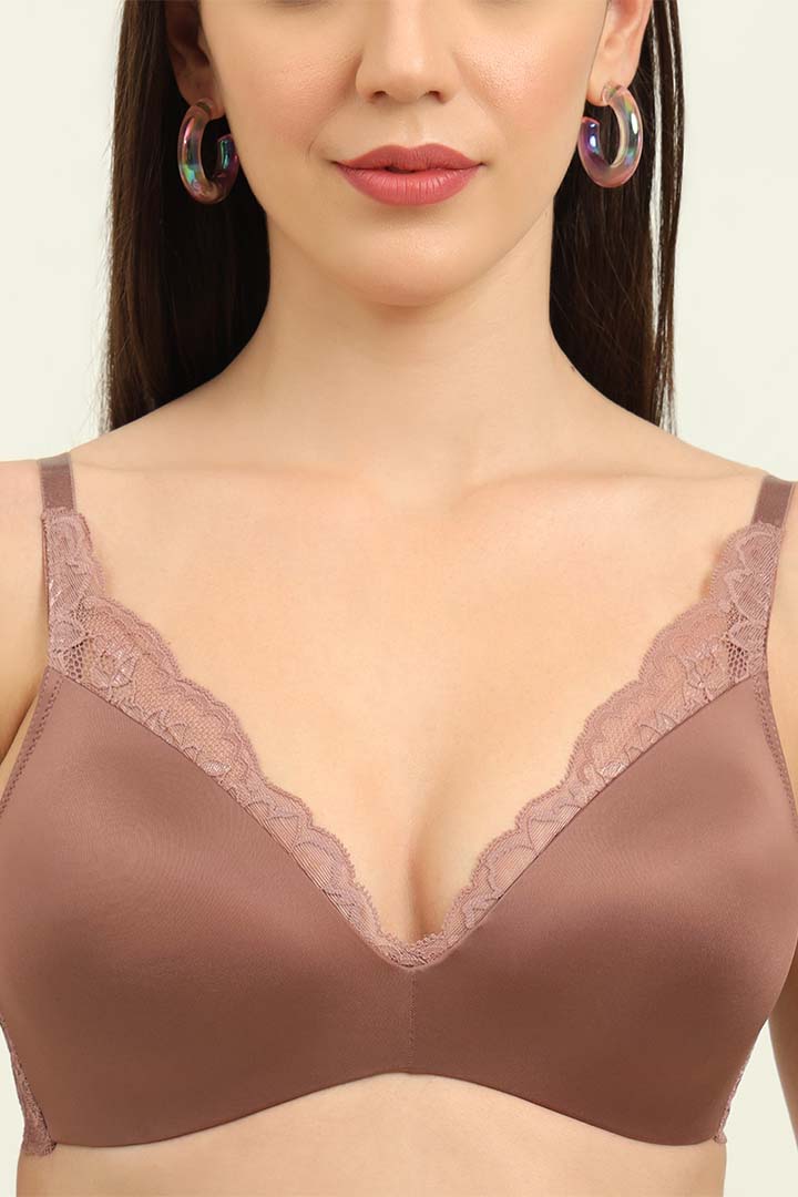 Triumph Bra-110I729 Floral Lace Full Coverage Lightly Padded Seamless T-Shirt Bra With All Day Comfort