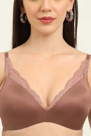 Triumph Bra-110I729 Floral Lace Full Coverage Lightly Padded Seamless T-Shirt Bra With All Day Comfort