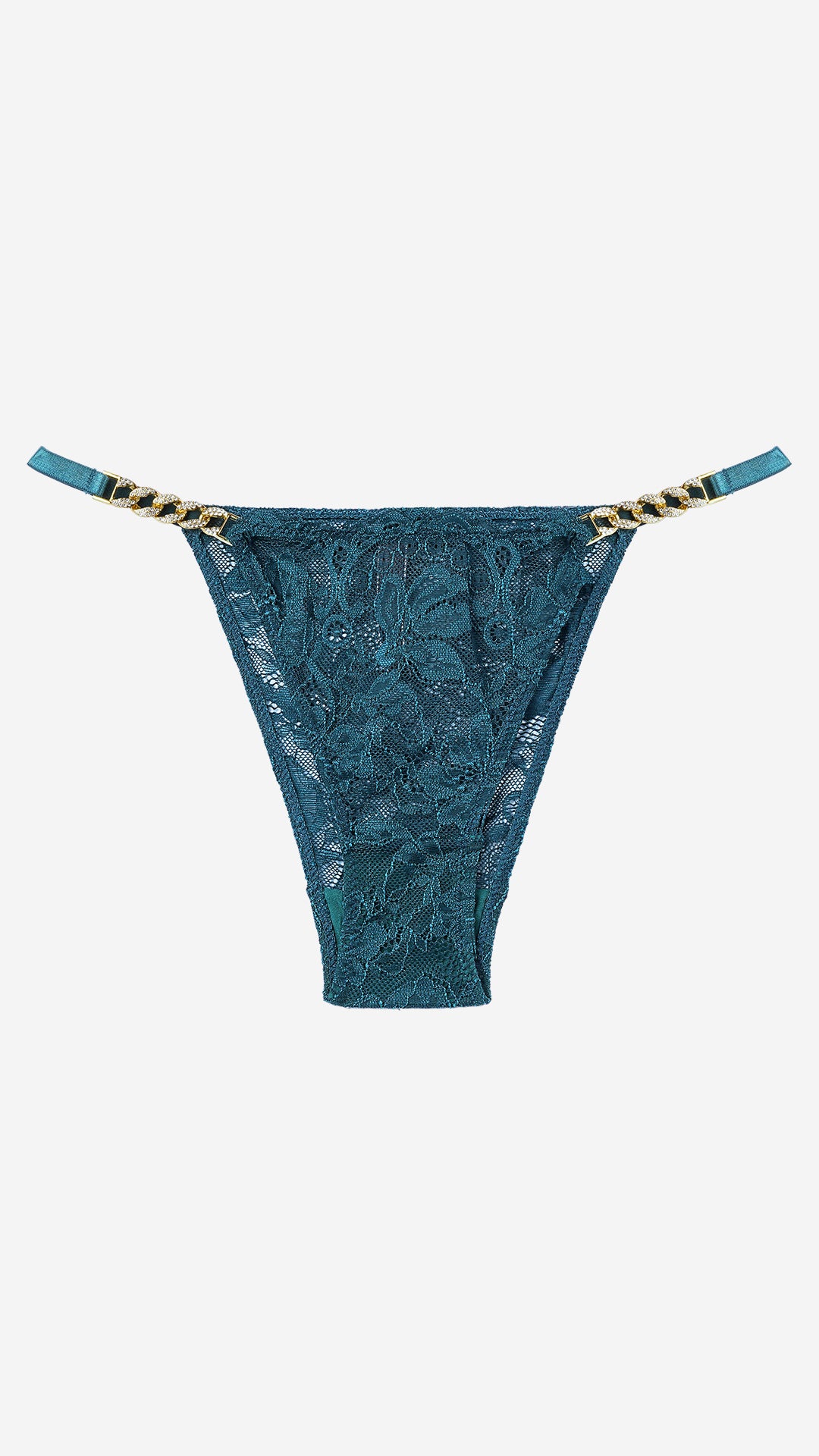 Emerald Lace Thong with Chain Straps