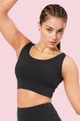 ENAMOR BRA A206 Jet Black Women's Criss Cross High Impact Long Line Sports Bra - High Support, Padded, High Coverage, Non-Wired