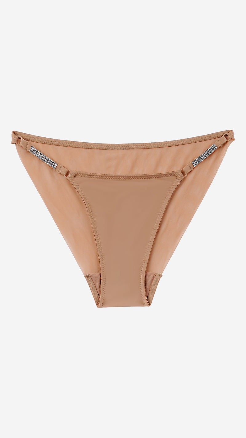 Toffee Strappy Diamante Trim Brief