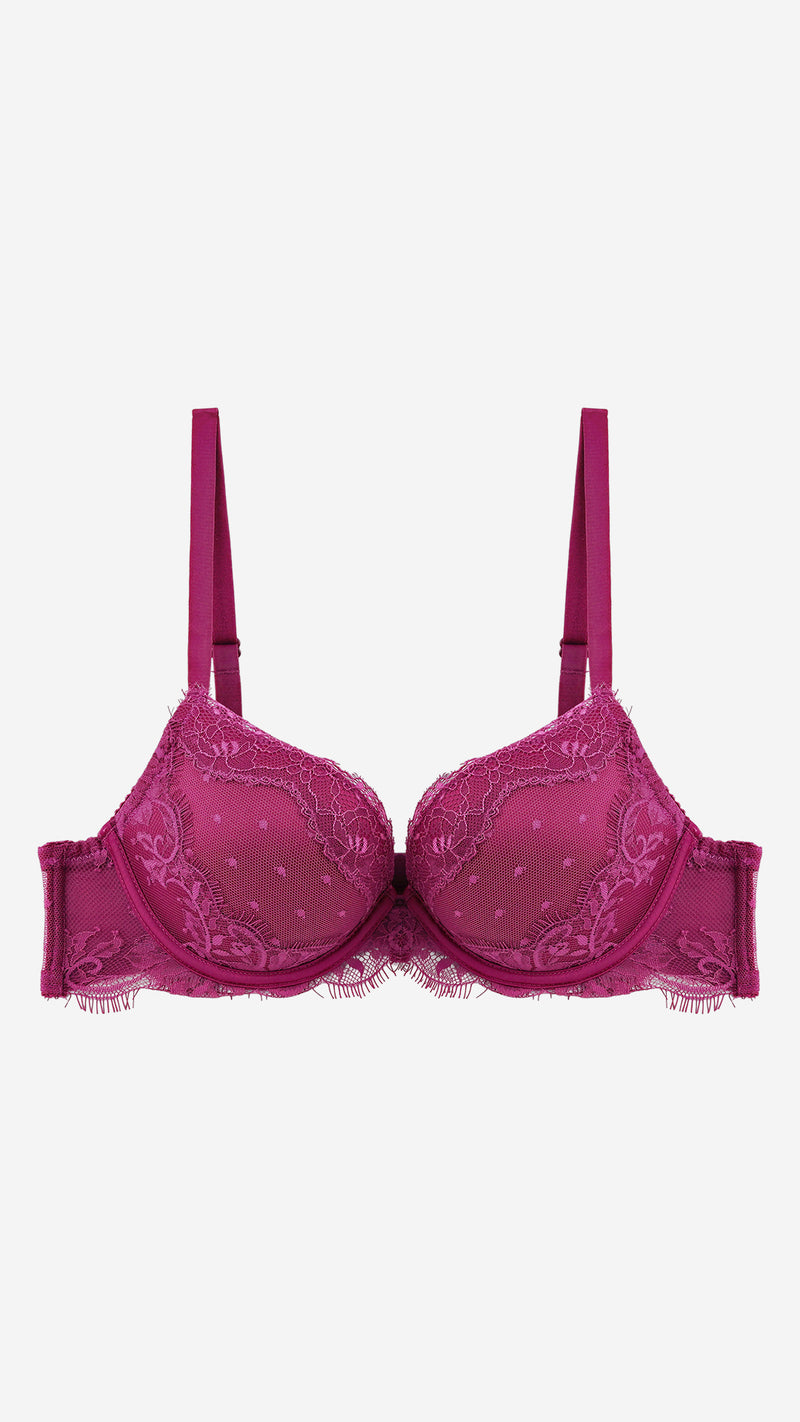 Magenta Lace Push-Up Wired Bra