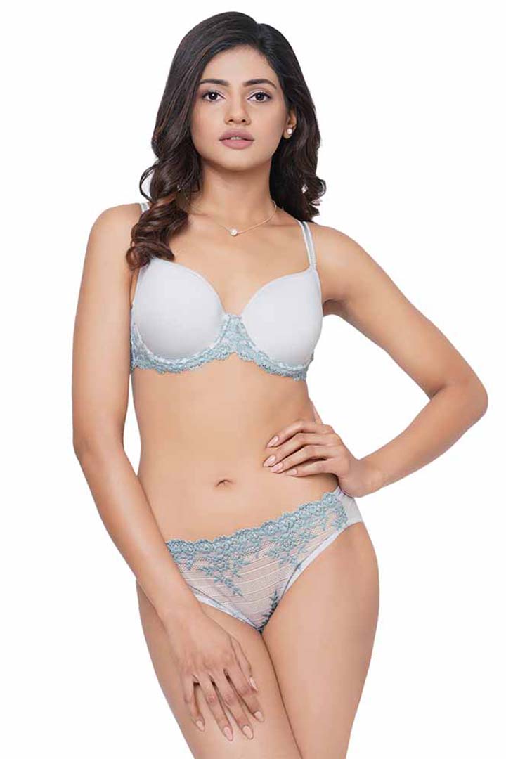 WACOAL BRA 853191 Embrace Lace Contour Padded Wired 3/4th Cup Everyday Wear Medium coverage T-Shirt Bra - Dark Blue