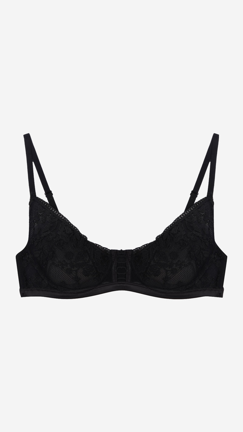 Floral Lace Mid-Coverage Bra | Non-Padded Wired Fancy Bra