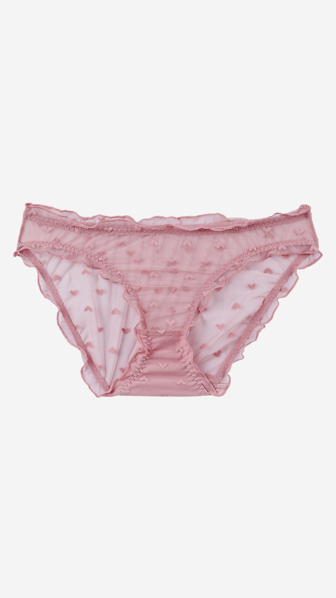 Rose Pink Heart Mesh Sheer Bikini Brief
