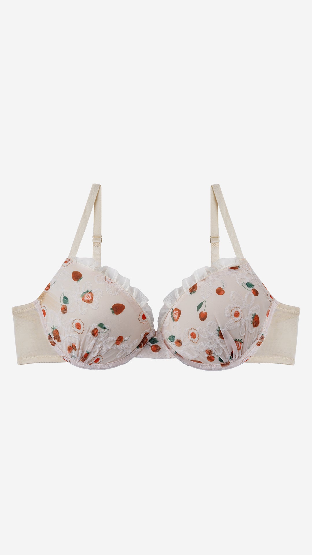 Ivory Strawberry Print Lace Push-Up Bra