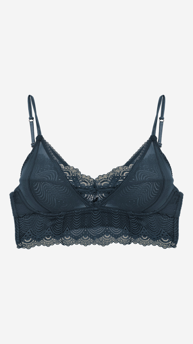 Savvyy Teal Lace Wired Bra with Side Support