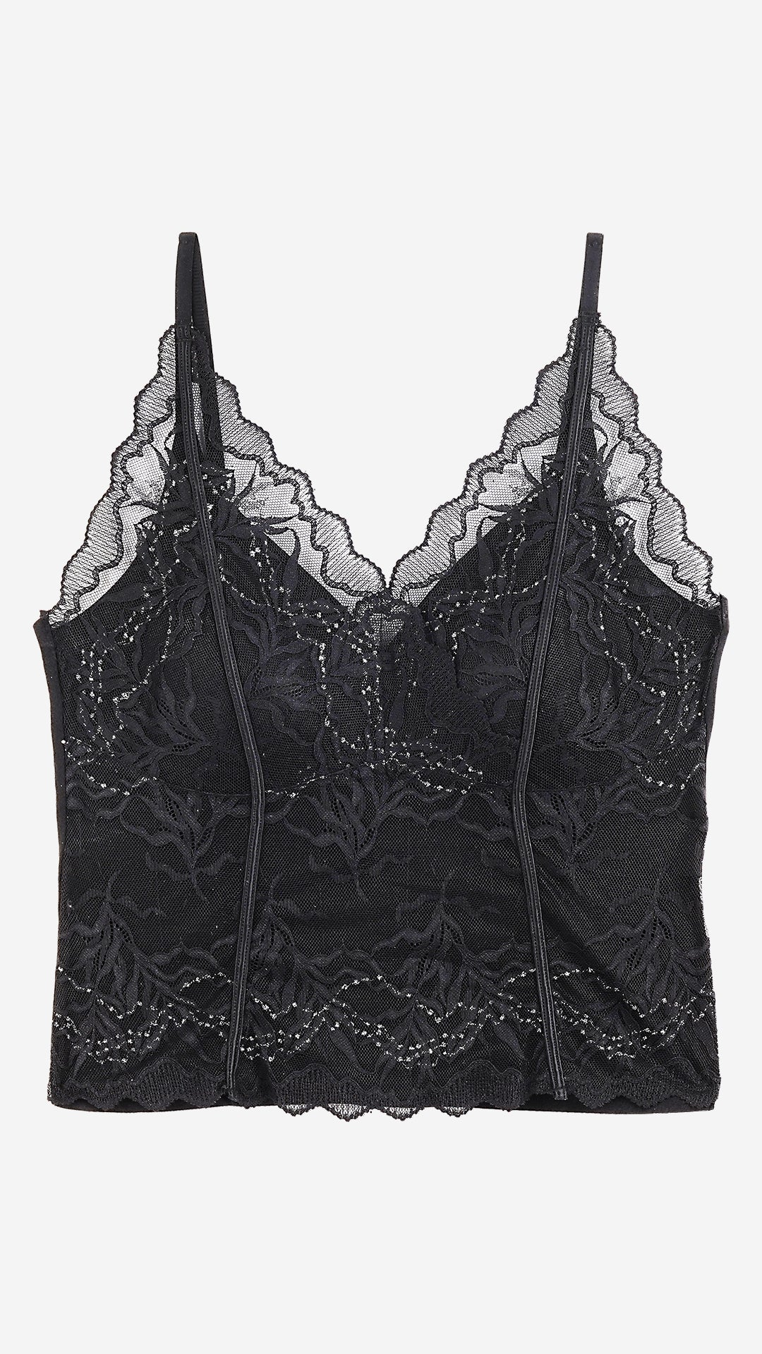 Black Floral Lace Padded Bralette Cami