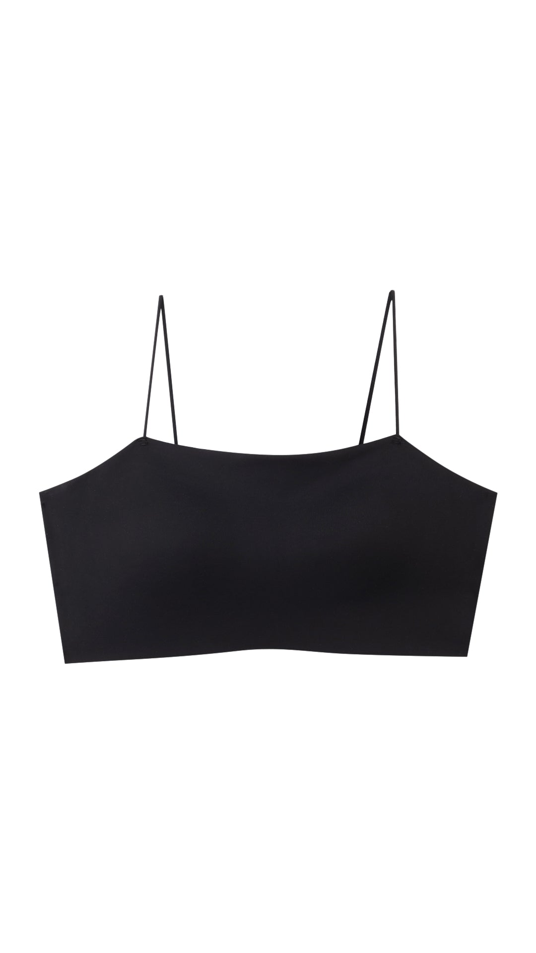 Black Padded Cami Bralette flat lay, front view