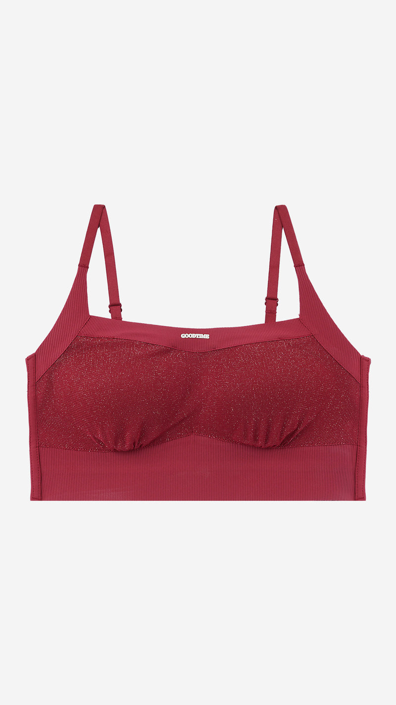 Maroon Ribbed Padded Bralette, Wire-Free