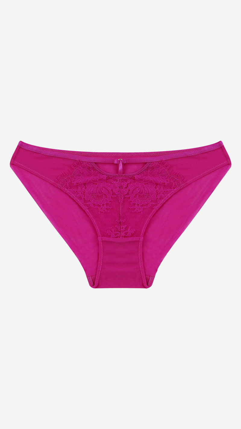 Fuchsia Sheer Lace Cut-Out Panty