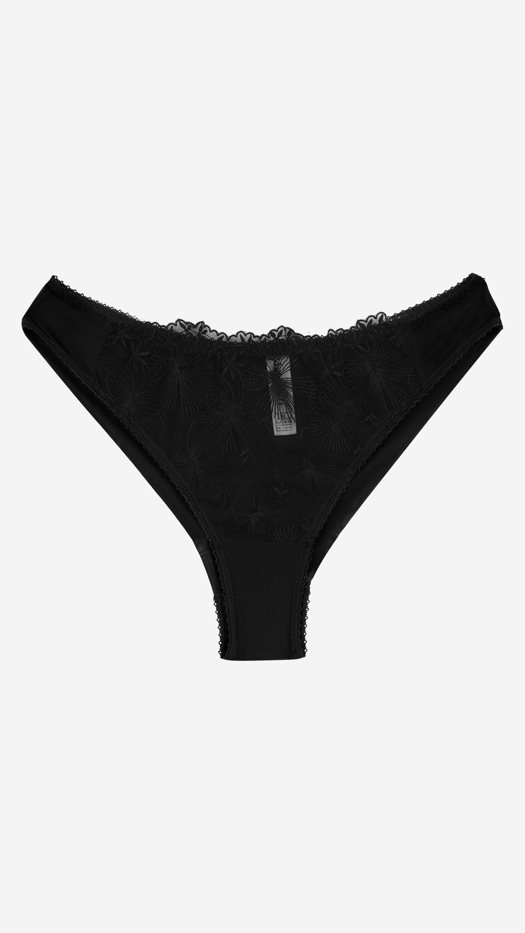 Savvyy Black Floral Embroidered Sheer Lace Panty