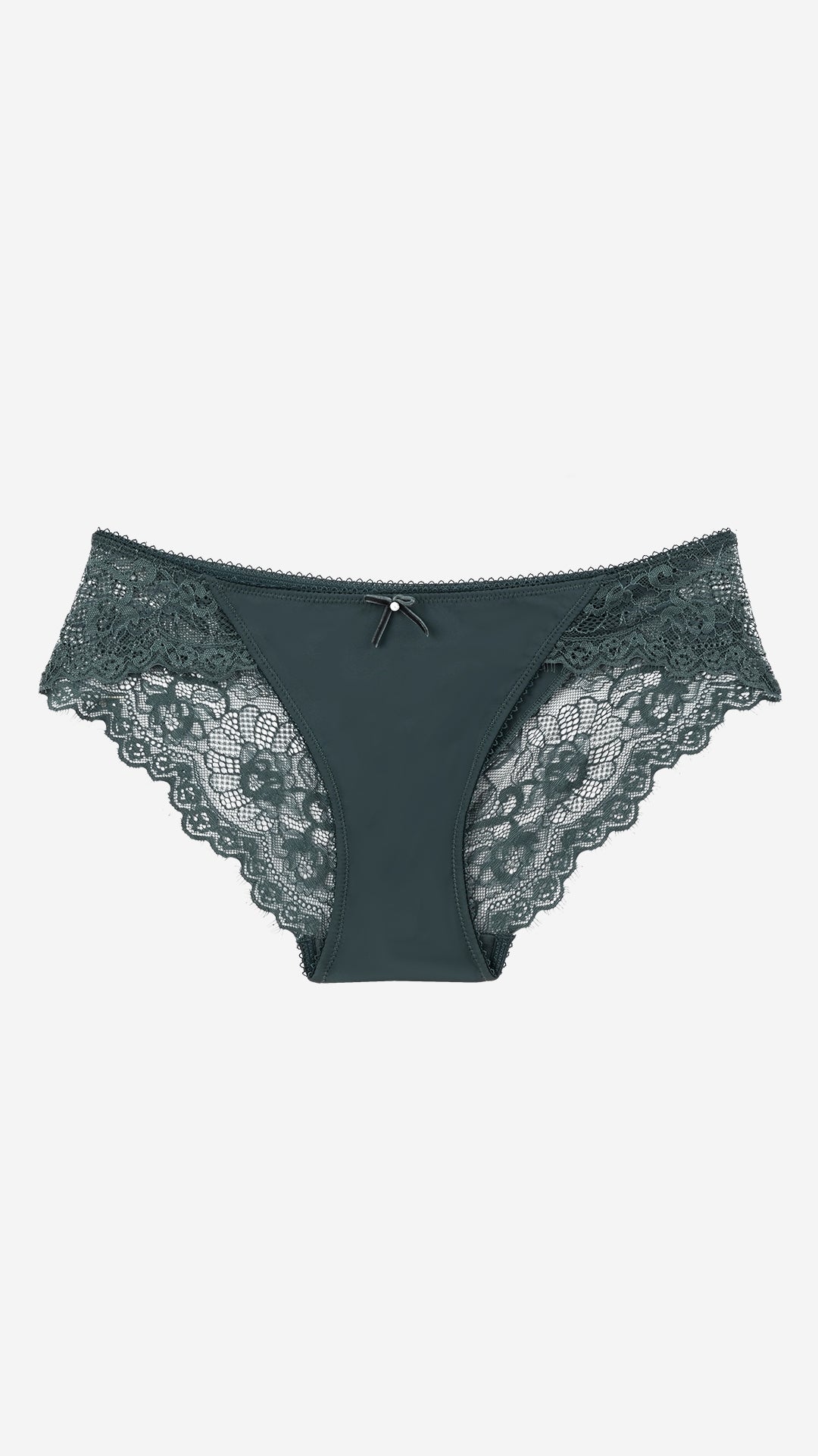 Deep Green Lace Bikini Brief with Bow Detail