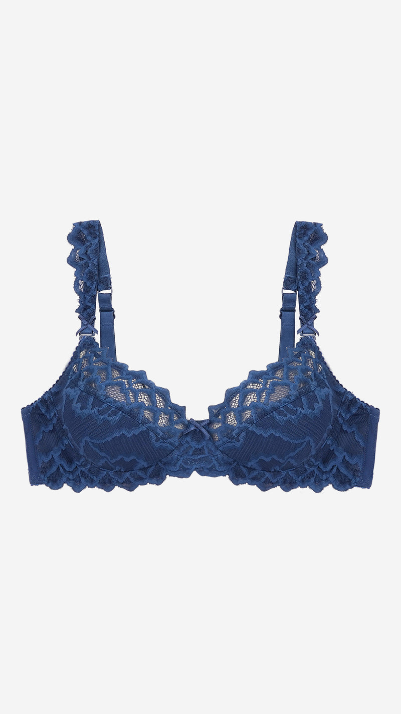 Navy Blue Scalloped Lace Signature Bra