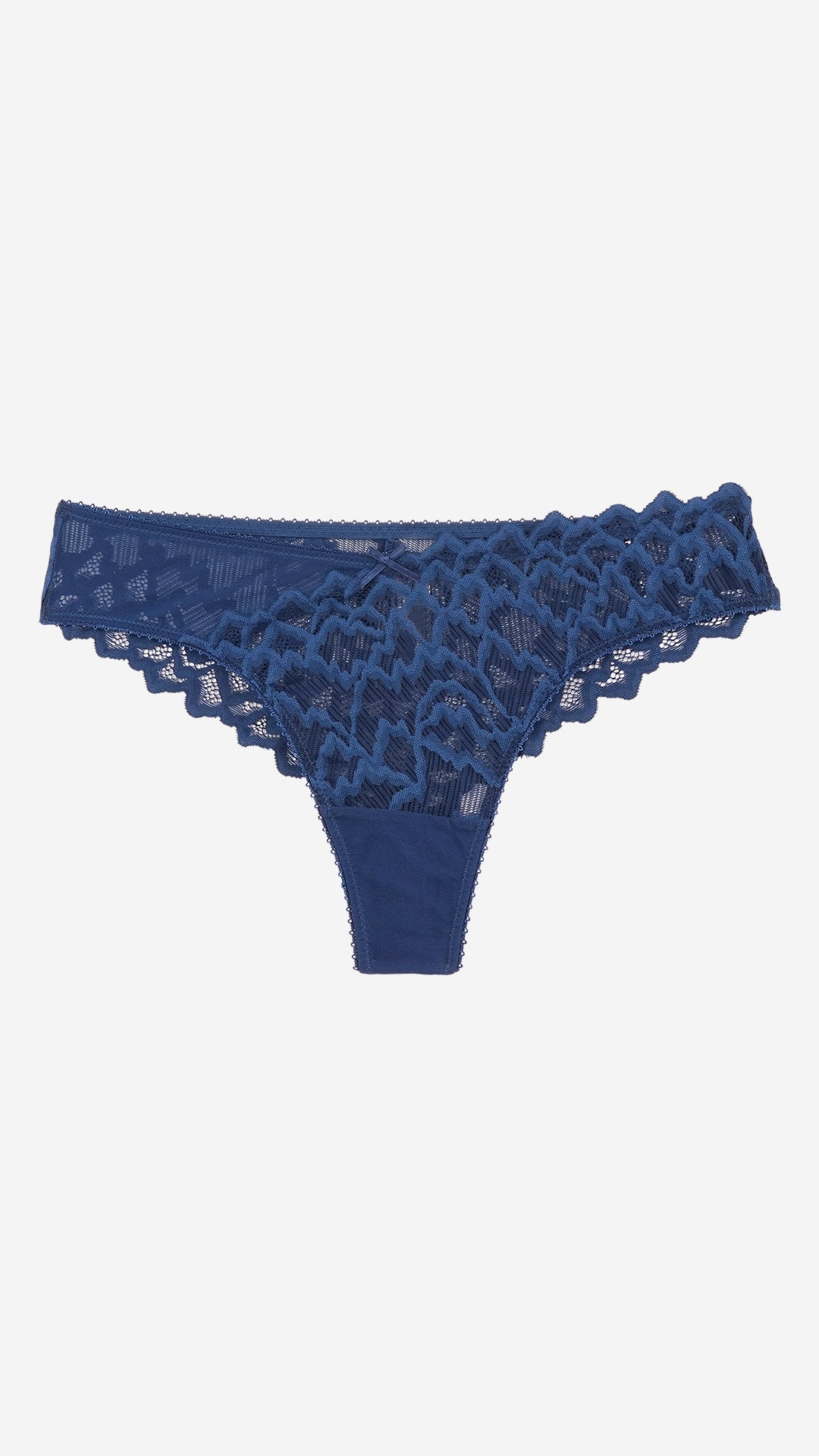 Navy Blue Scalloped Lace Thong