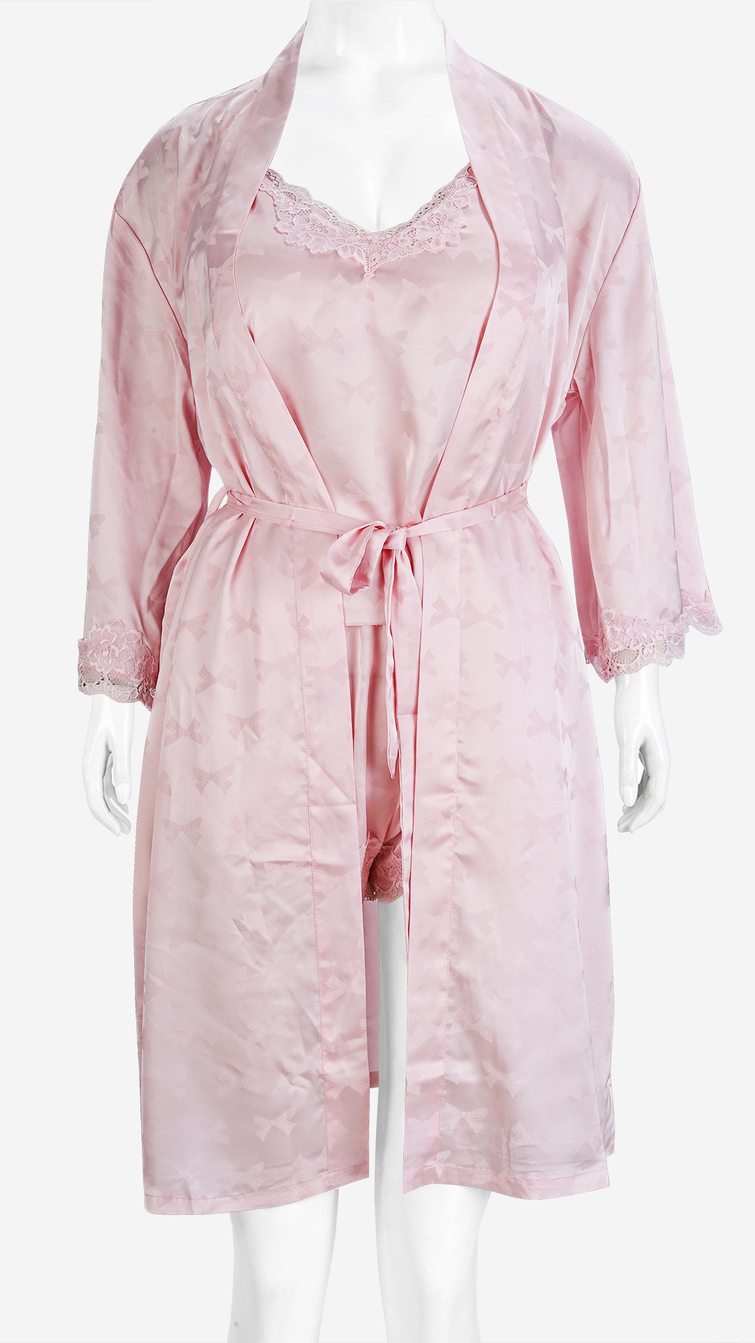 3Pc Satin Nightwear Set | Cami, Shorts & Long Robe