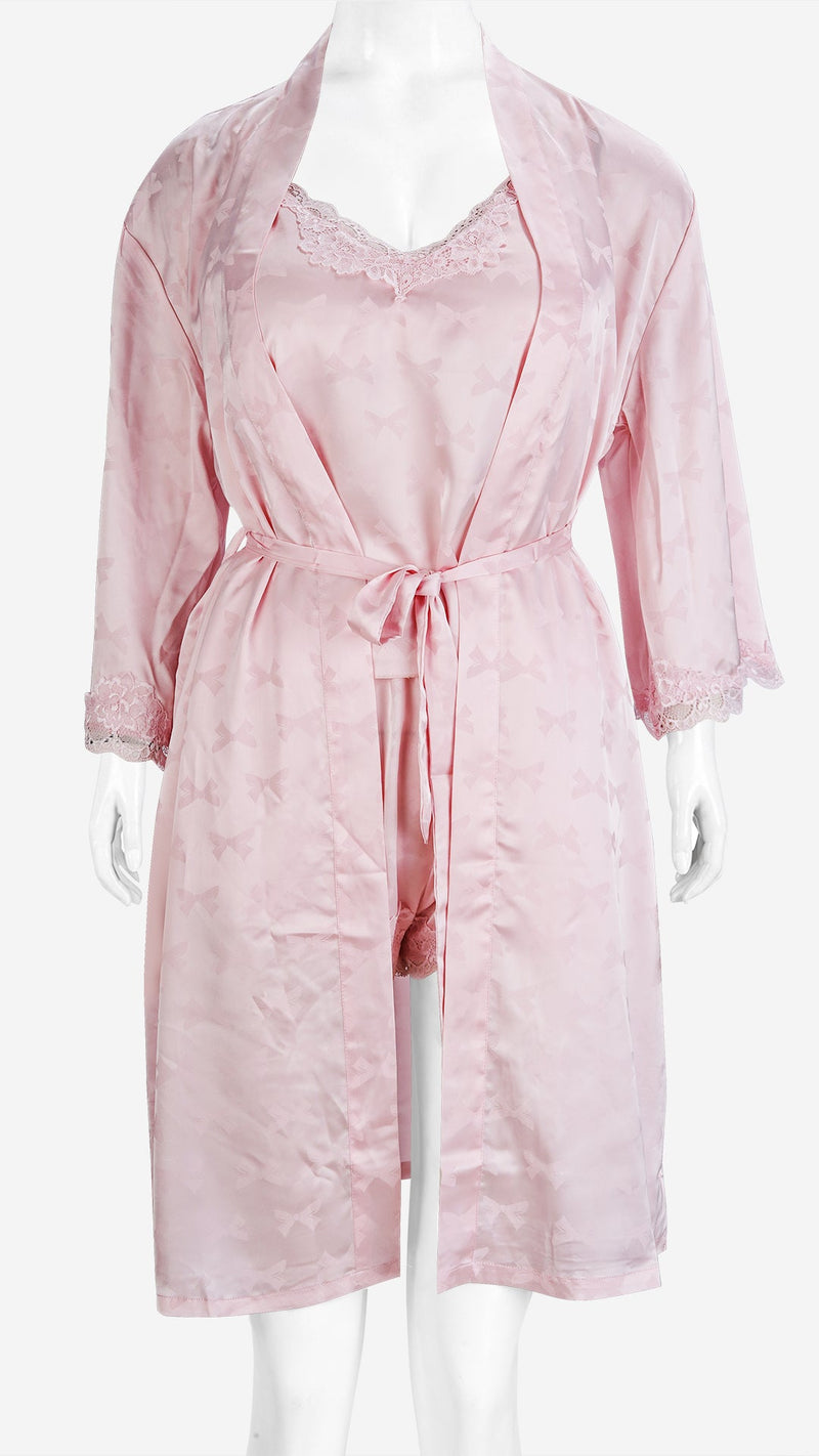 3Pc Satin Nightwear Set | Cami, Shorts & Long Robe