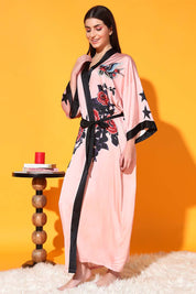 NIGHTWEAR-XH2SAPRINT Printed Satin long robe