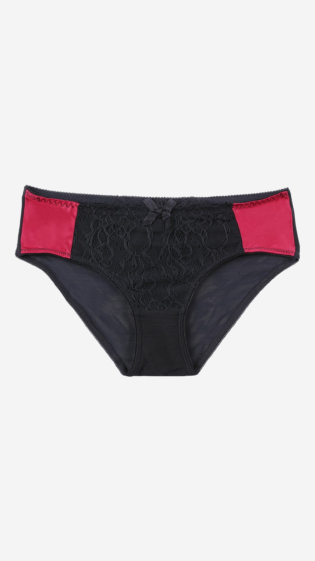 Black Lace Sheer Classic Panty – Red Trim