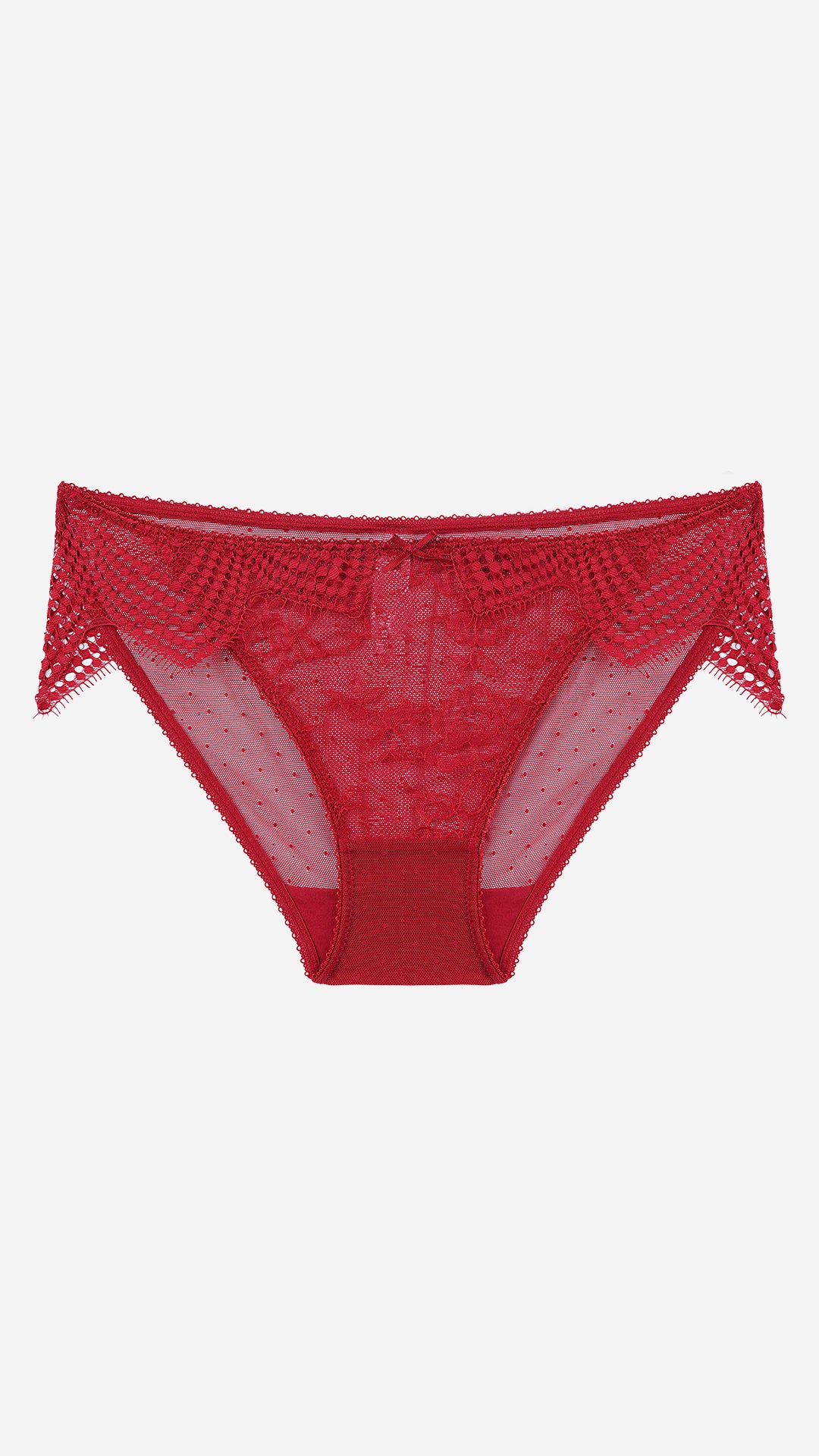Red Sheer Lace Panty with Crochet Trim