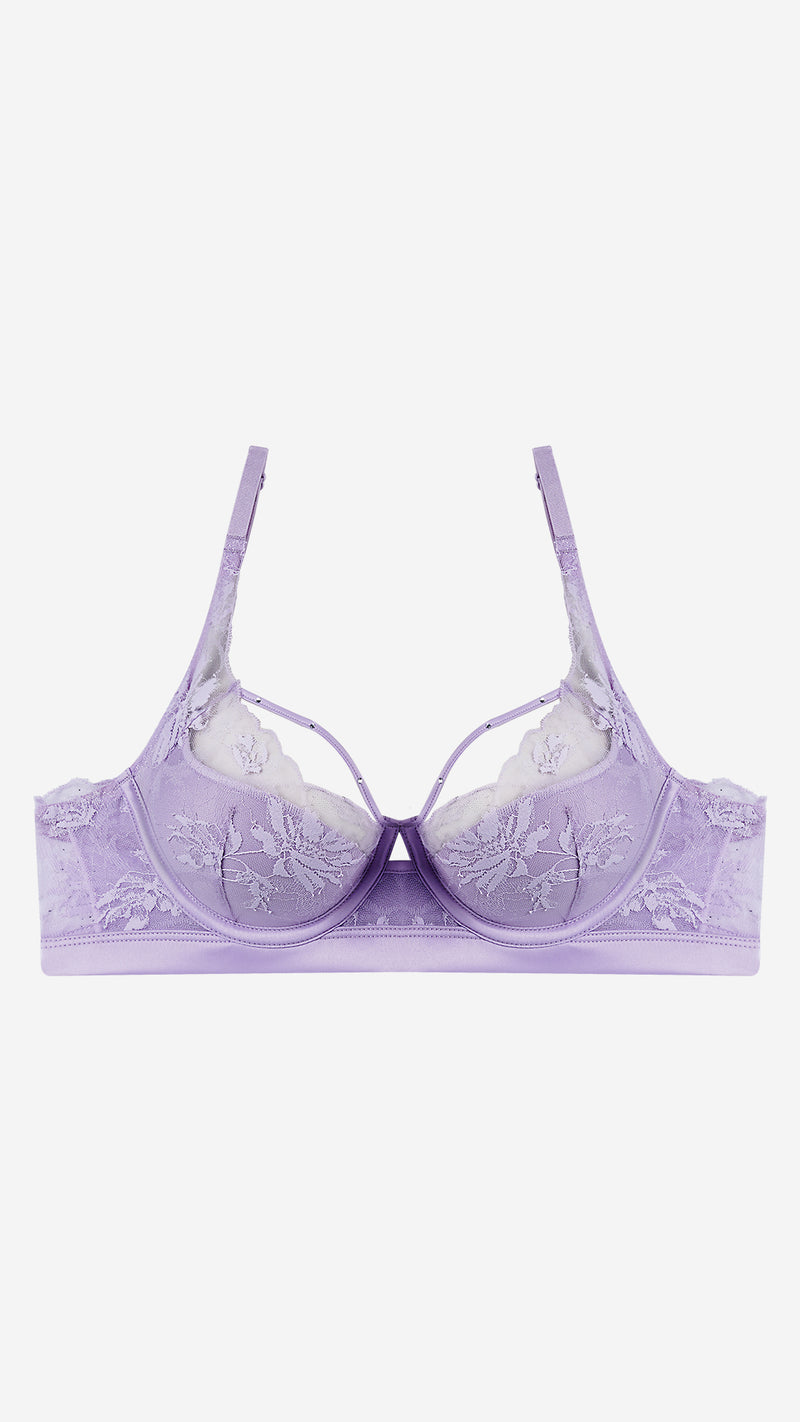 Lavender Lace Bra with Strappy Detail