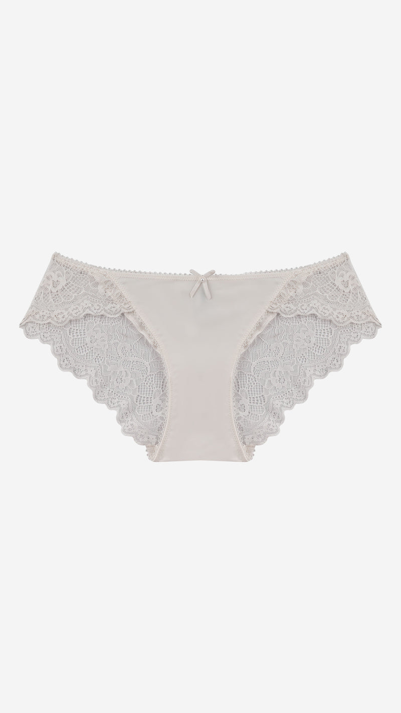 Ivory Lace Bikini Brief with Bow Detail