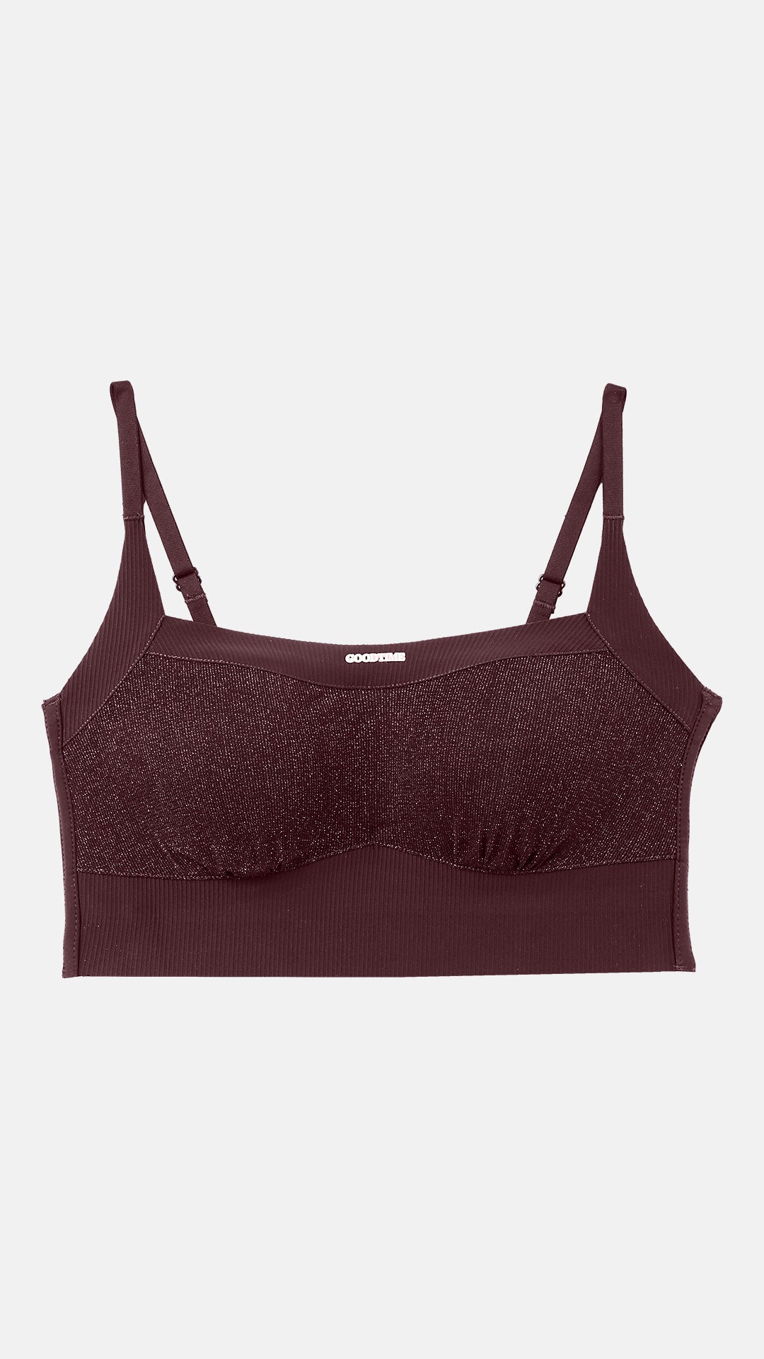 Wine Ribbed Padded Bralette, Wire-Free