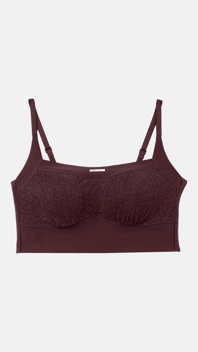 Wine Ribbed Padded Bralette, Wire-Free