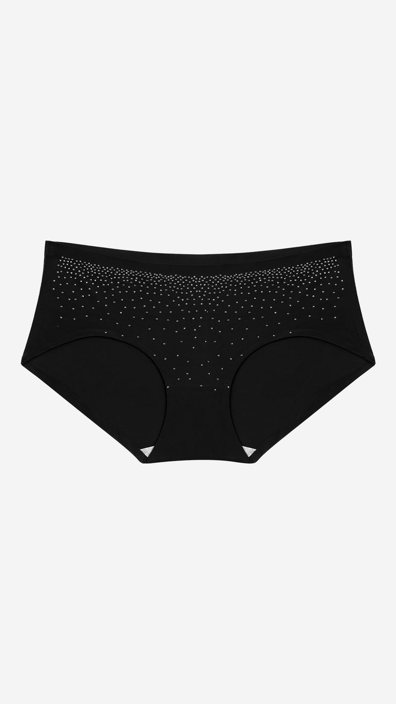 Black Diamante Hipster Panty, Classic Coverage