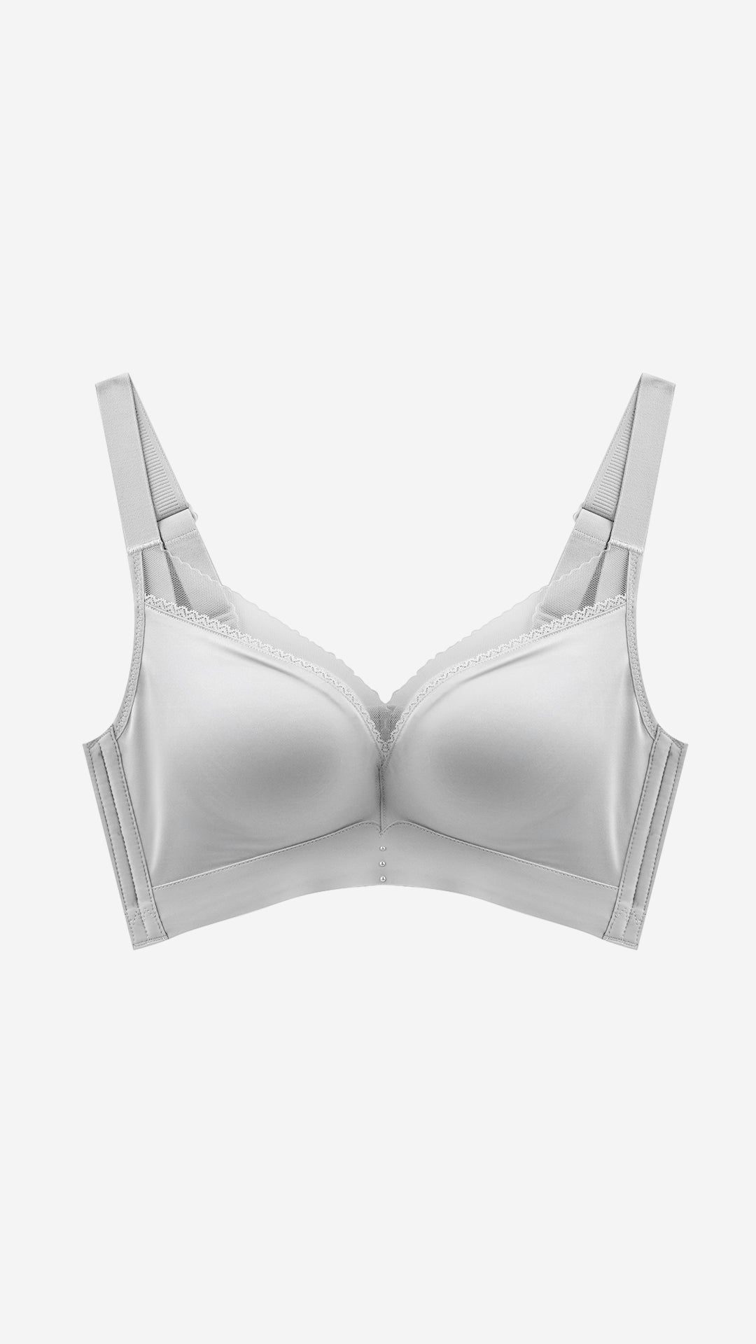 White full coverage T-shirt bra on white background, front flat lay