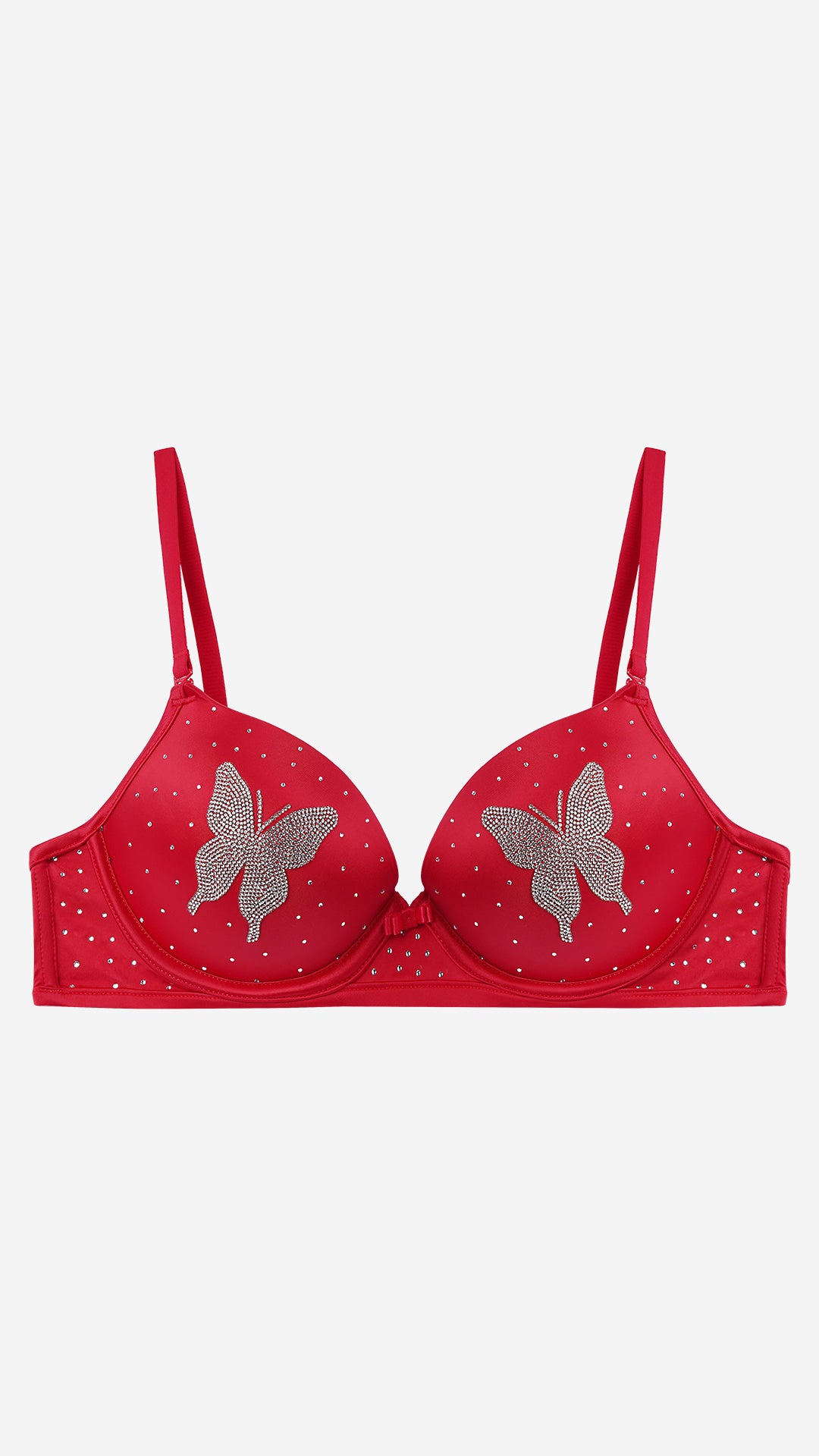 Red Butterfly Stone Push-Up Bra – Padded, Wired