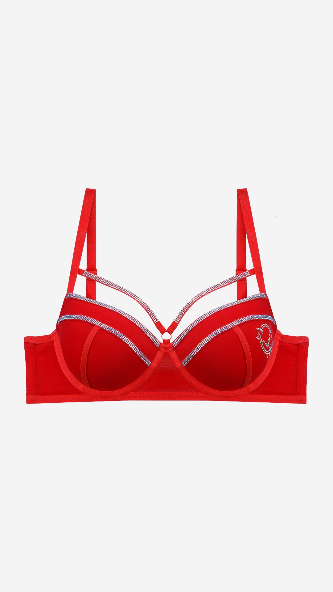 Rhinestone Trim Padded Wired Bra | Bold Fashion Bra