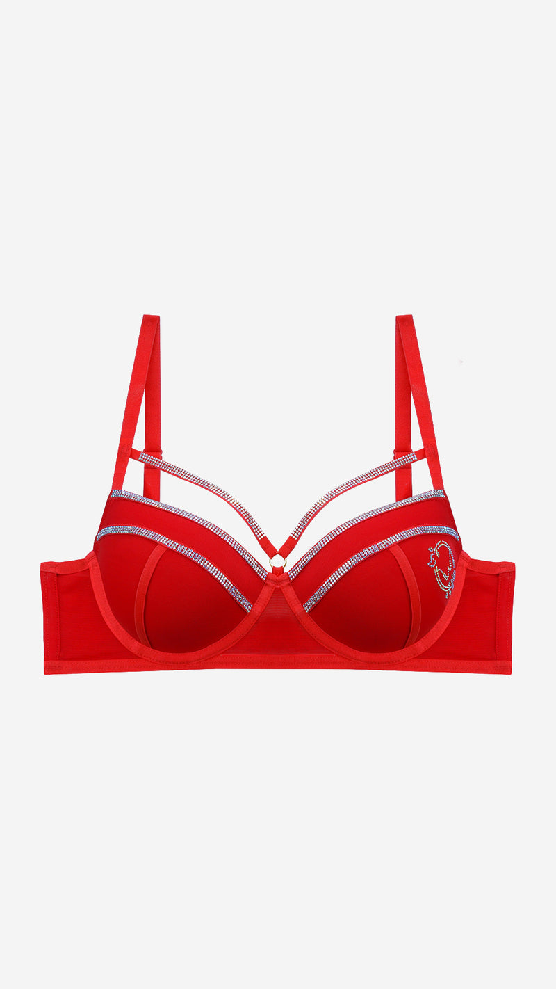 Rhinestone Trim Padded Wired Bra | Bold Fashion Bra