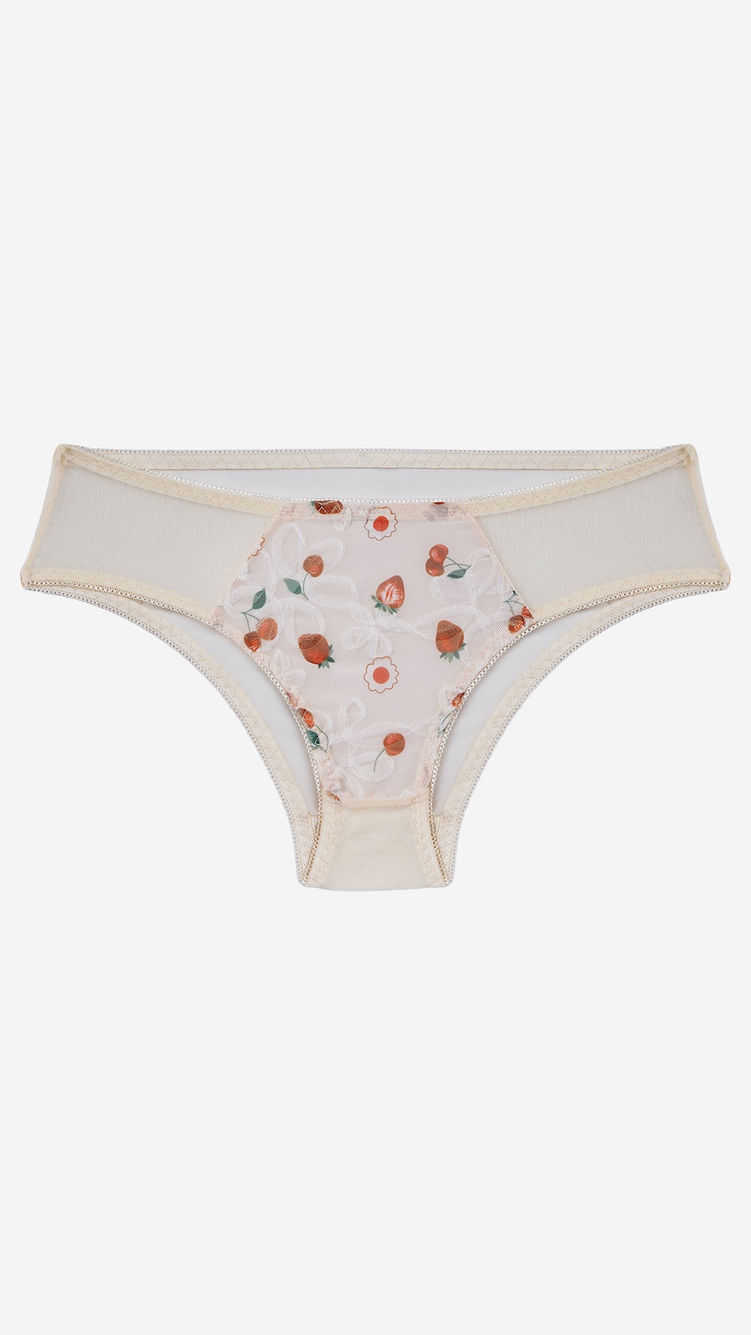 Ivory Strawberry Print Sheer Bikini Brief