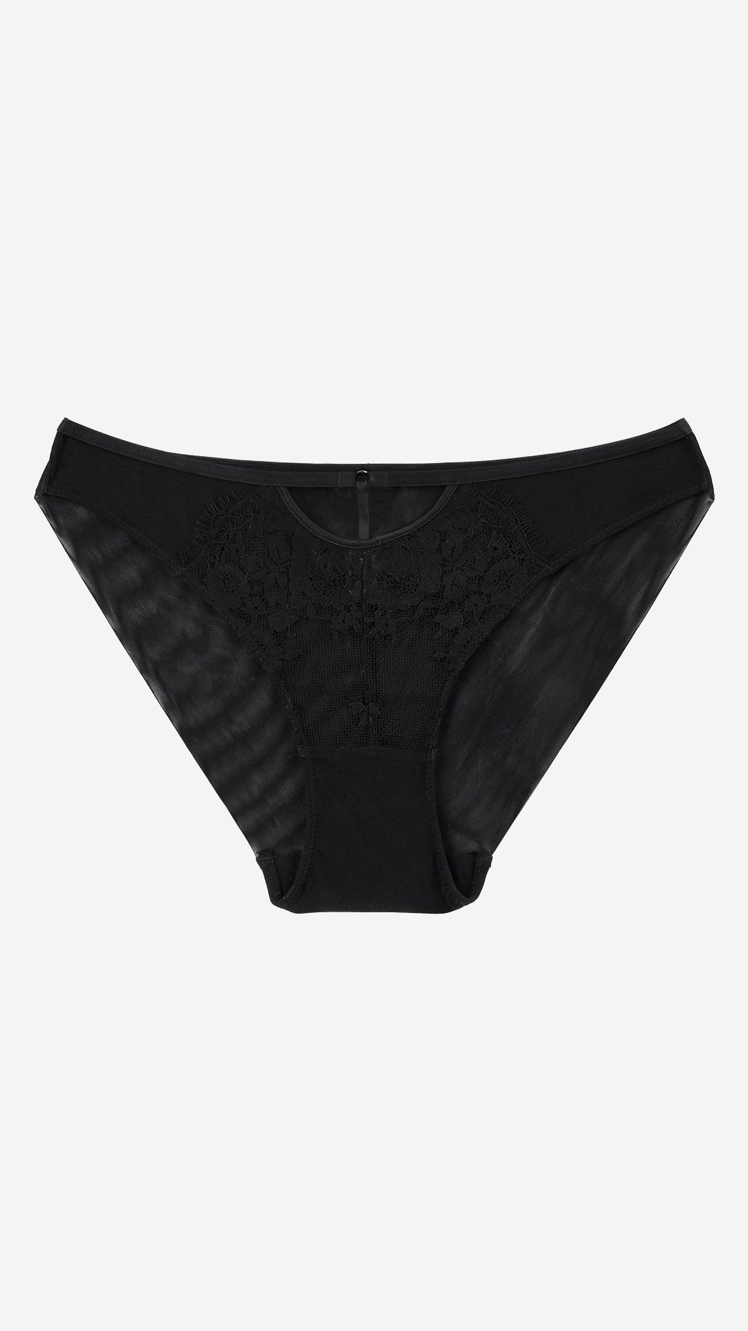 Black Sheer Lace Cut-Out Panty