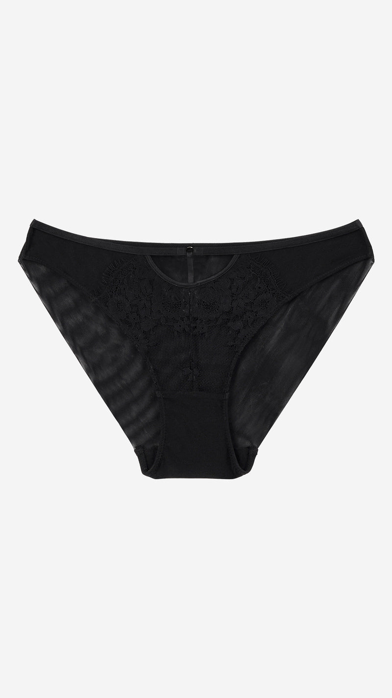 Black Sheer Lace Cut-Out Panty