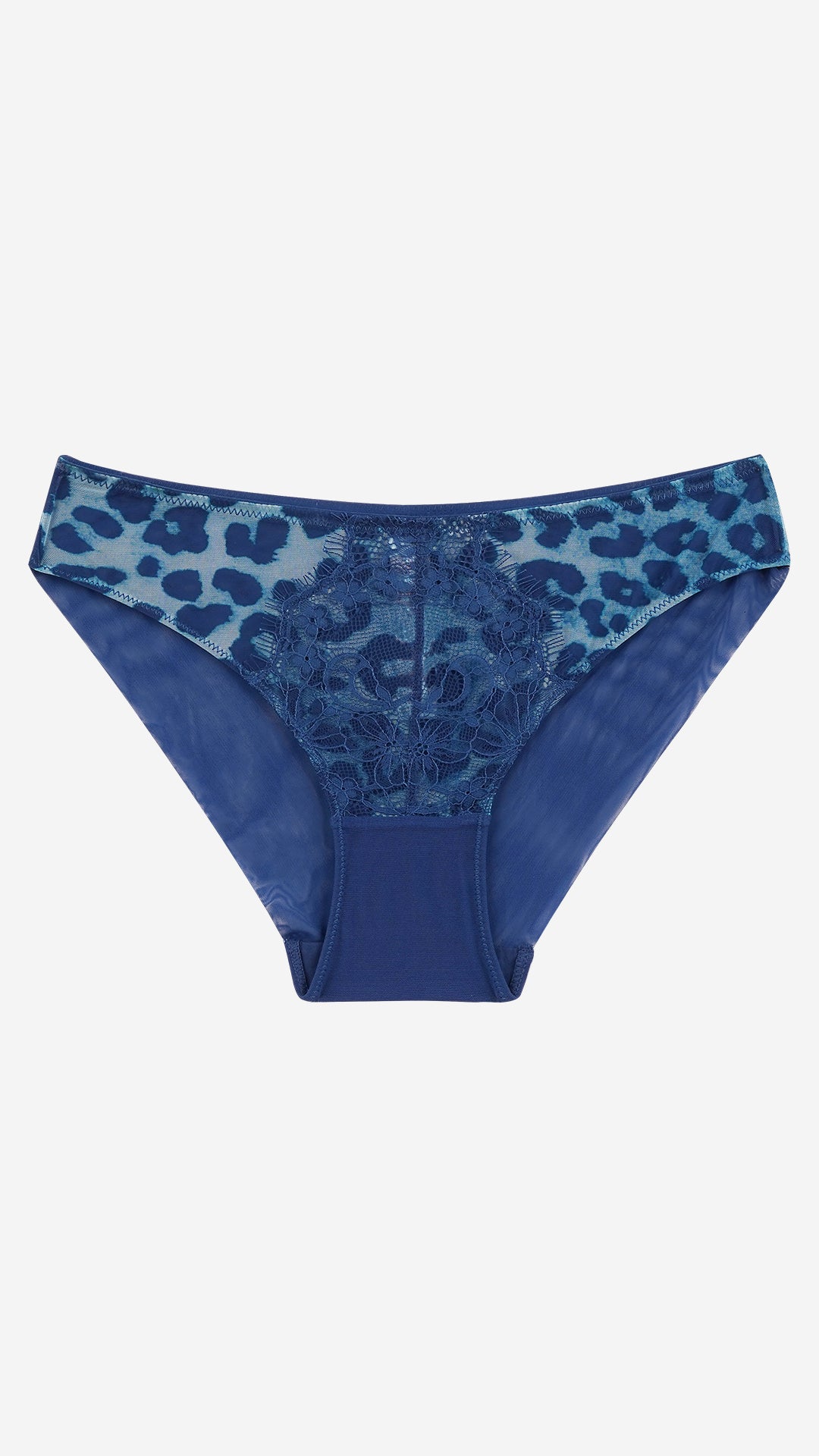 Blue Leopard Print Lace Bikini Brief