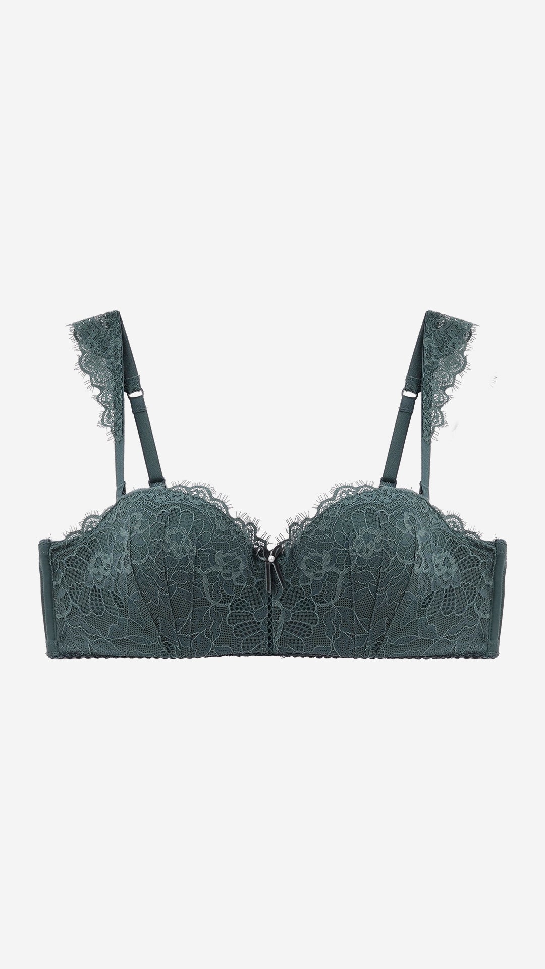 Deep Green Lace Push-Up Balconette Bra