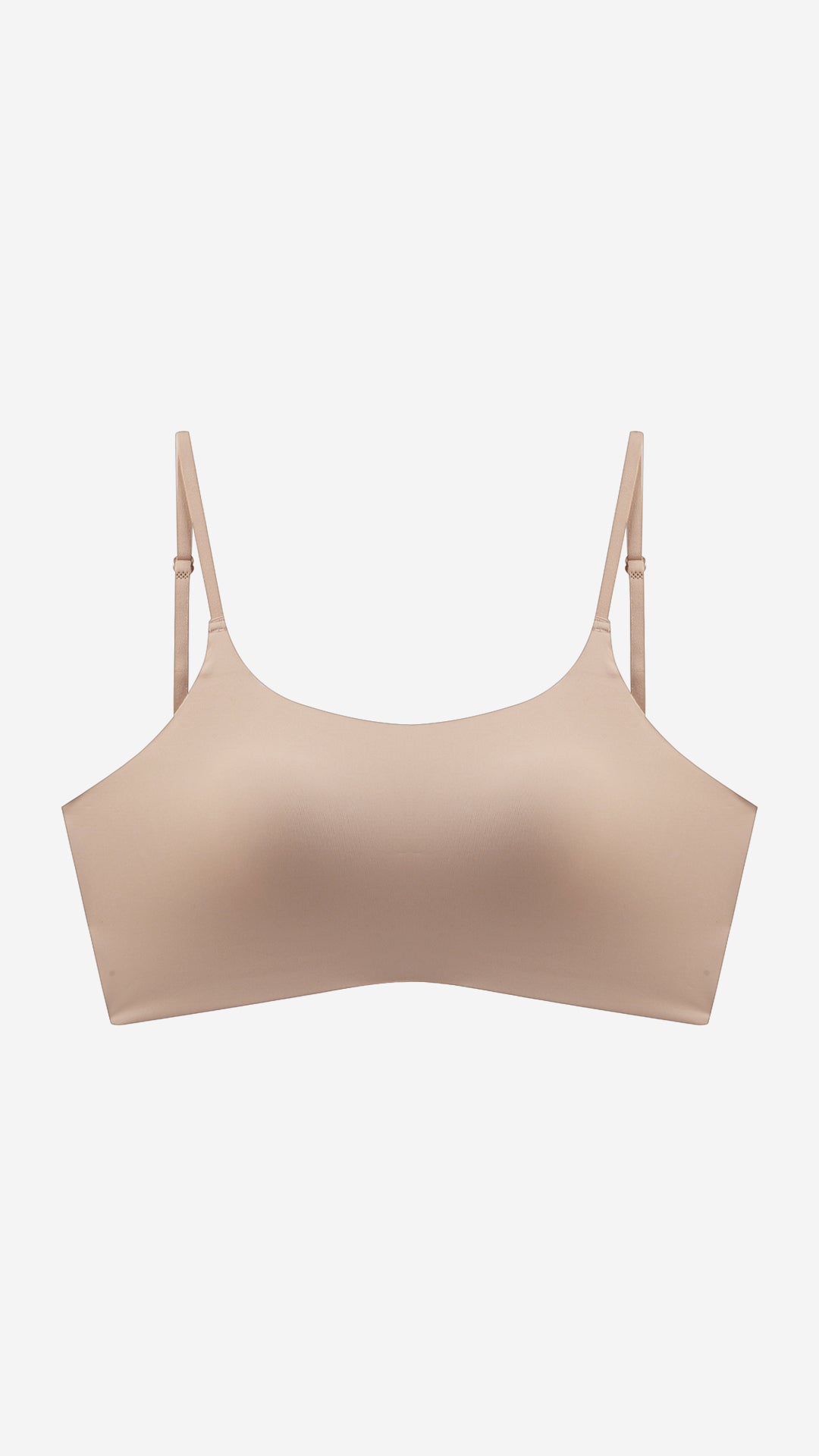Product shot of seamless cami bralette on white background