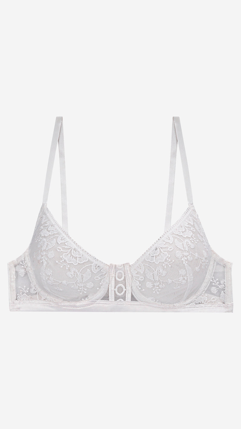 Floral Lace Mid-Coverage Bra | Non-Padded Wired Fancy Bra