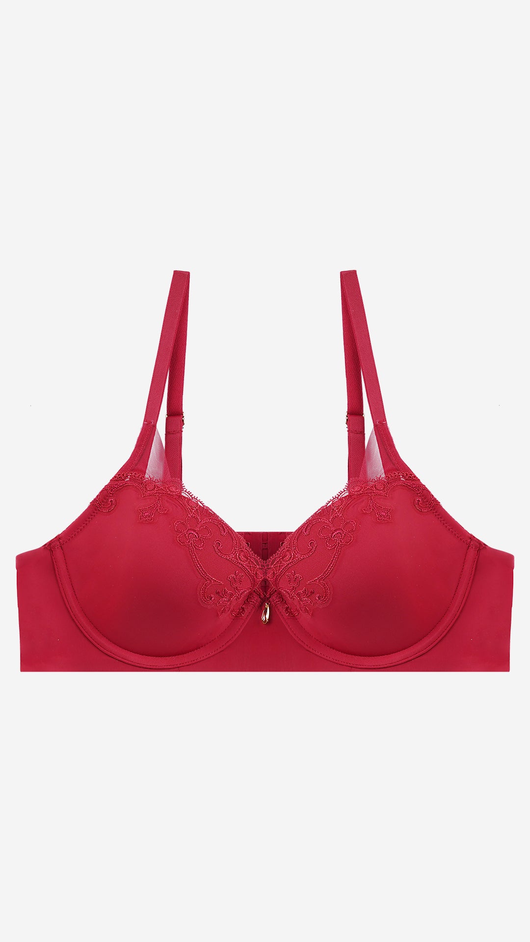 Red Lace Padded Underwired Bra with Bow Detail