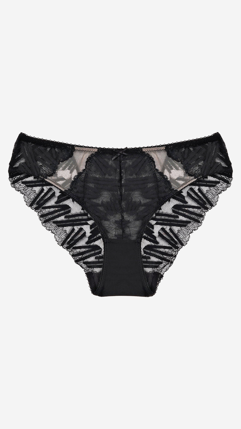 Black Lace Sheer Panty with Cutout Detail