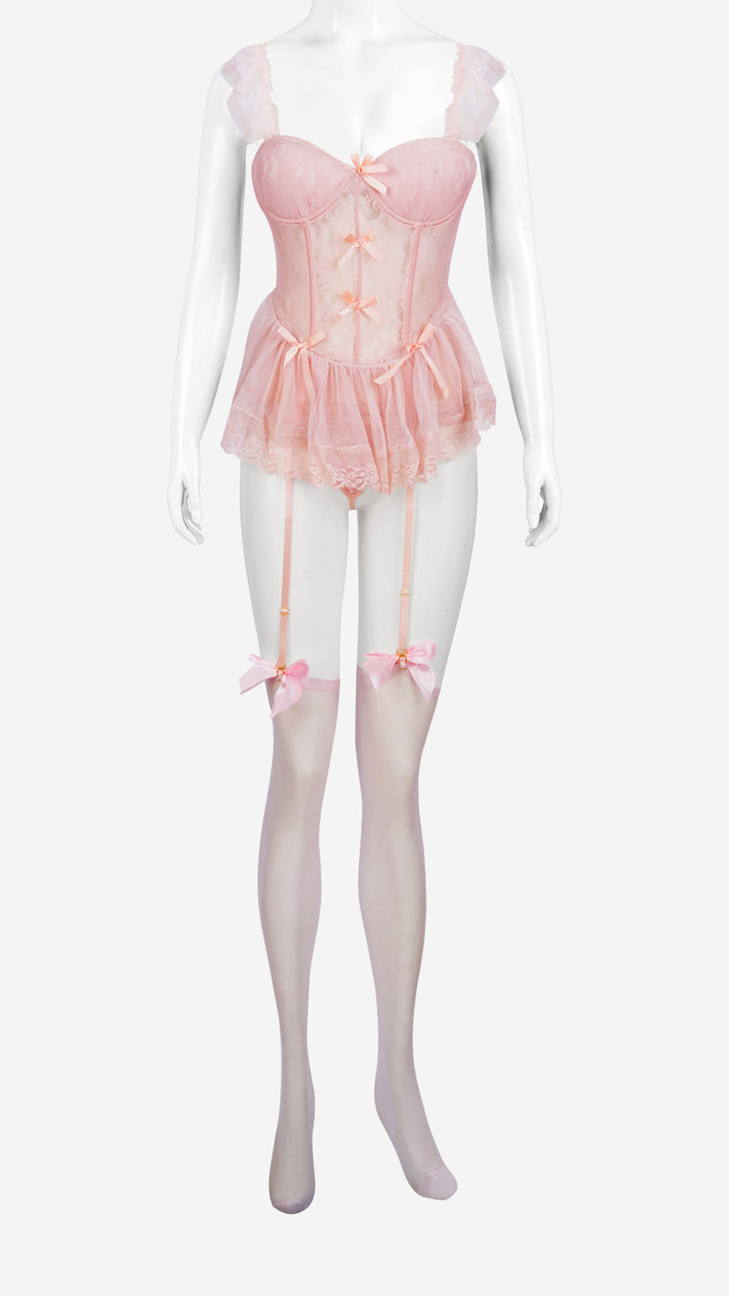 Lace Bustier with Garter Straps & Stockings | Sensual Lingerie Set