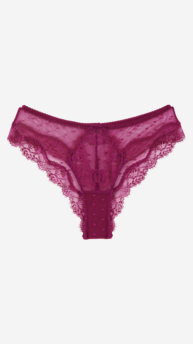 Magenta Sheer Lace Classic Brief