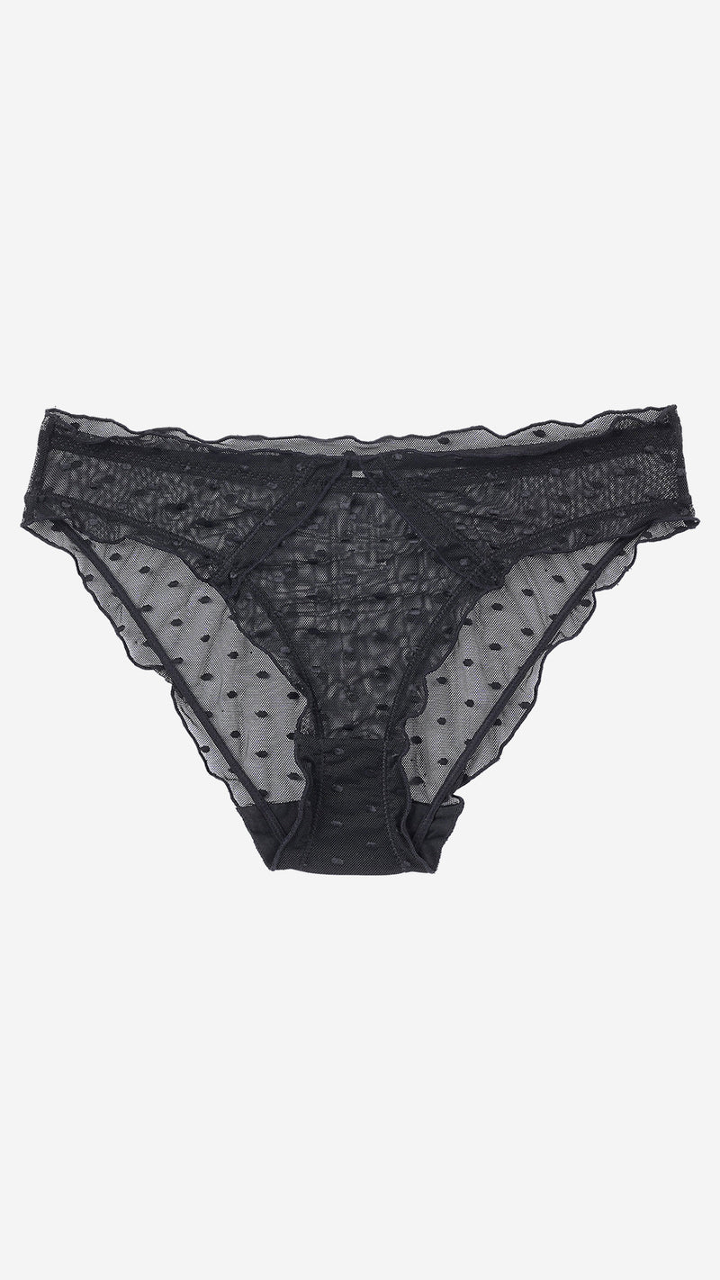 Black Dot Mesh Sheer Classic Panty
