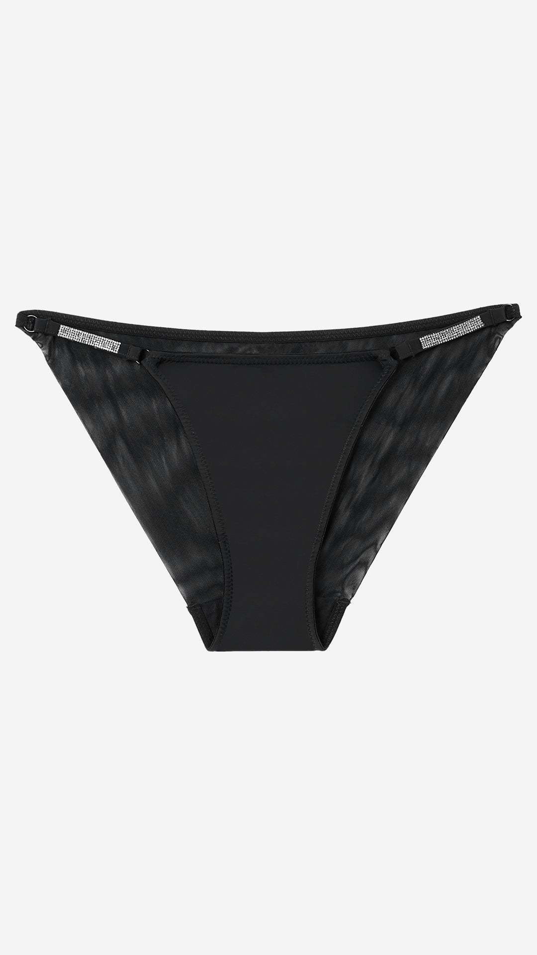 Black Strappy Diamante Trim Brief