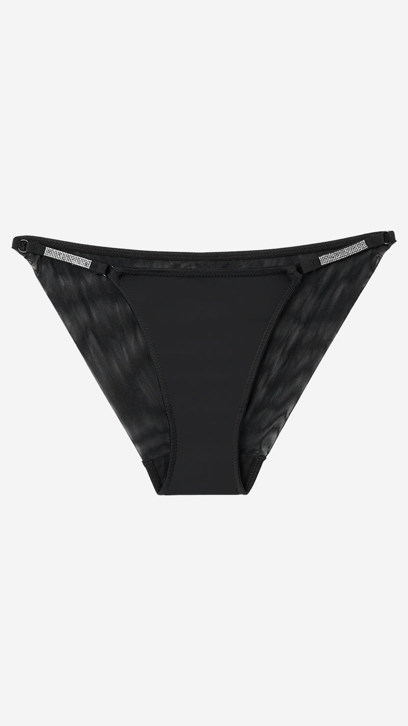 Black Strappy Diamante Trim Brief