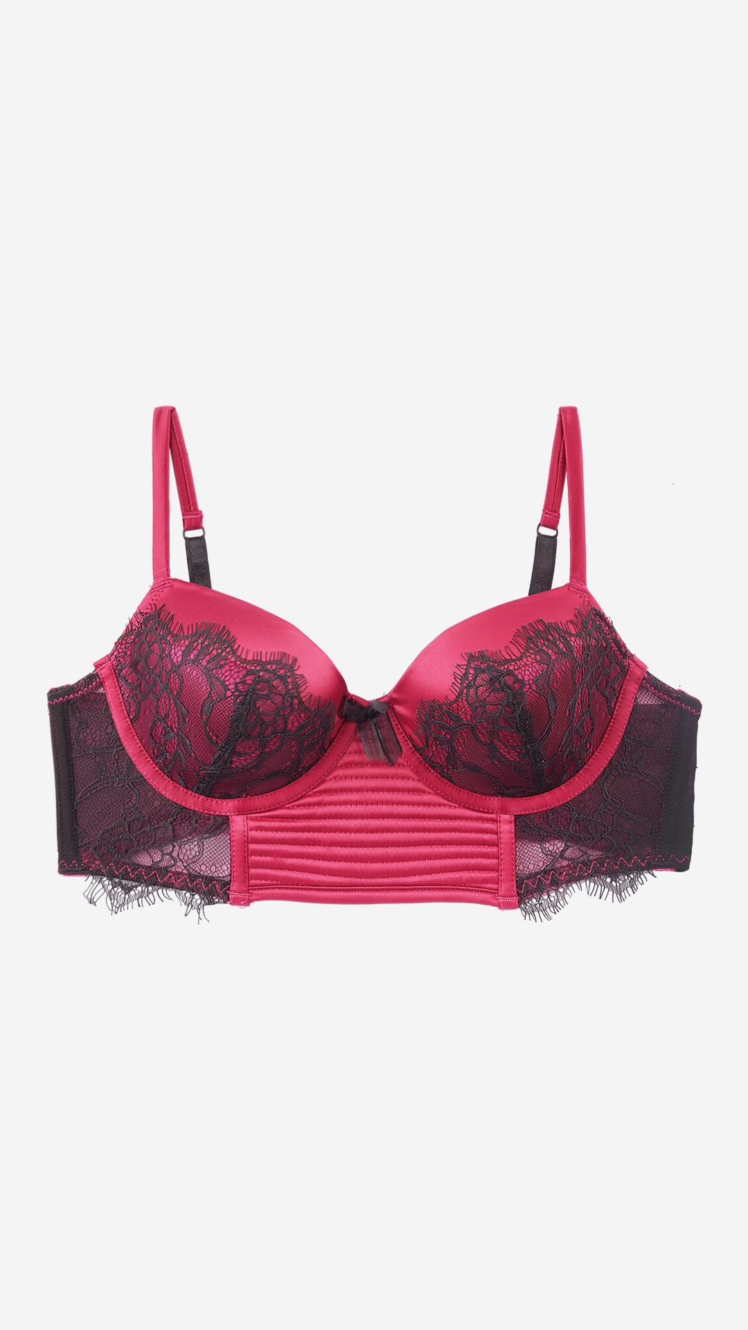 Red Lace Longline Bustier Bra – Padded, Wired