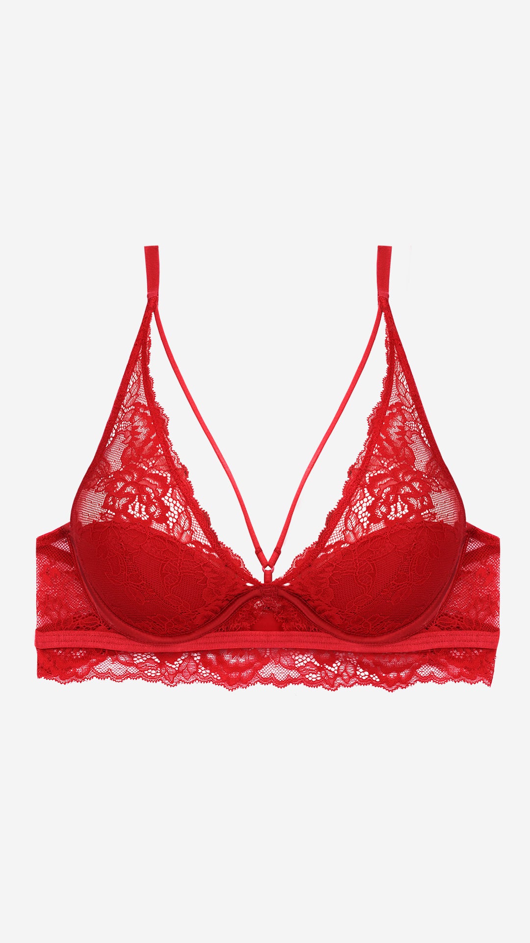 Lace Strappy Plunge Bra | Lightly Padded Wired Bra